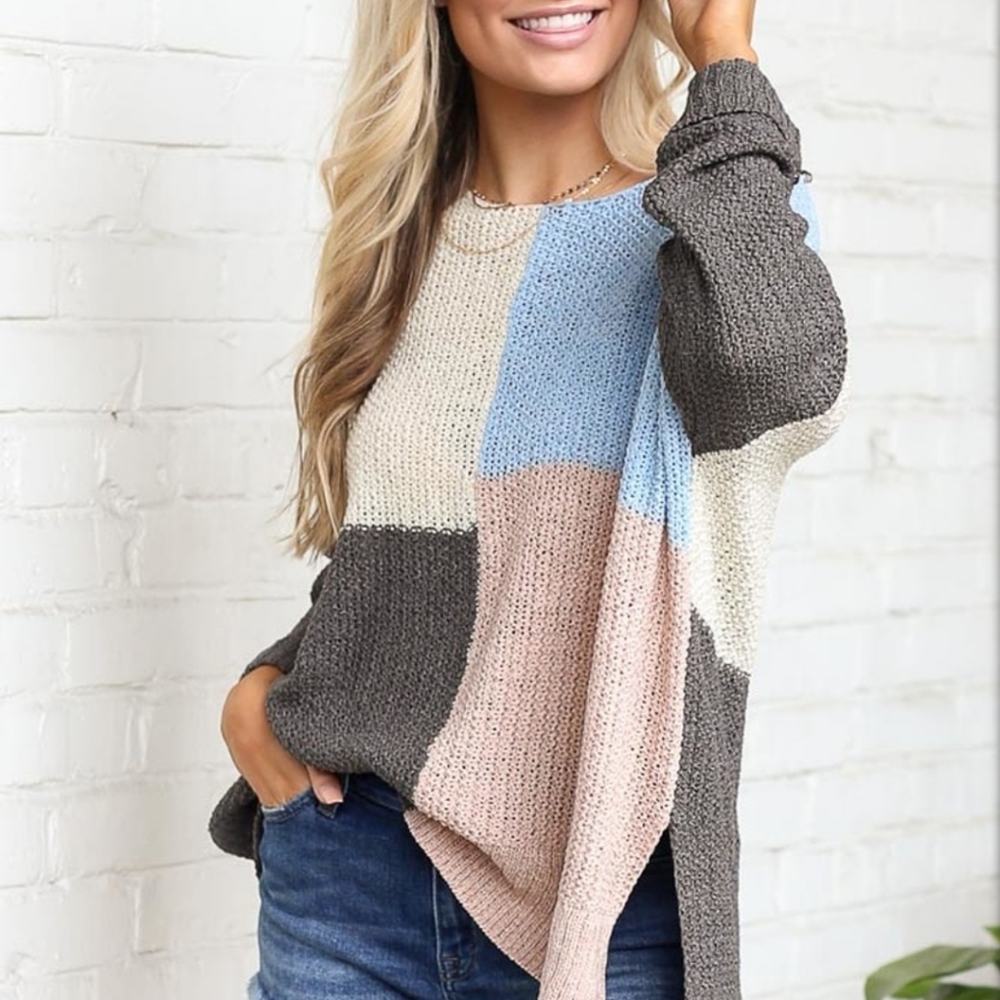 🎈 SOLD Hannah Color Block Sweater - Picture 1 of 6